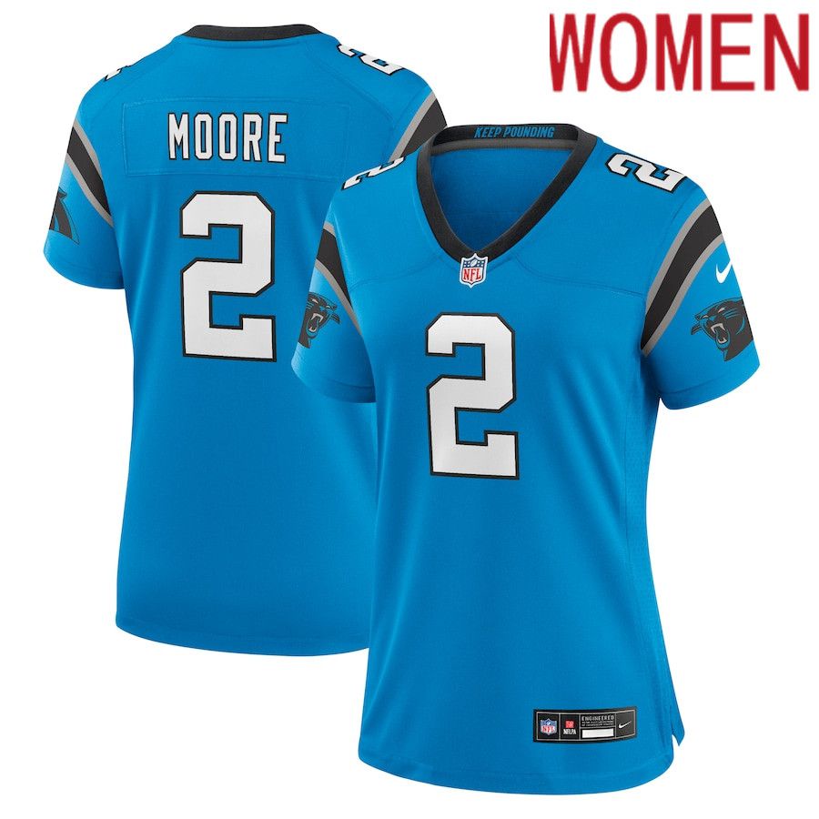 Women Carolina Panthers 2 D.J. Moore Nike Blue Player NFL Jersey